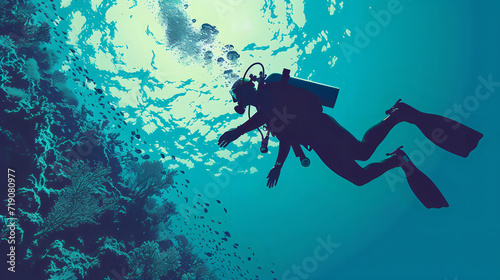 scuba diving vector photo