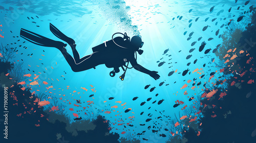 scuba diving vector photo