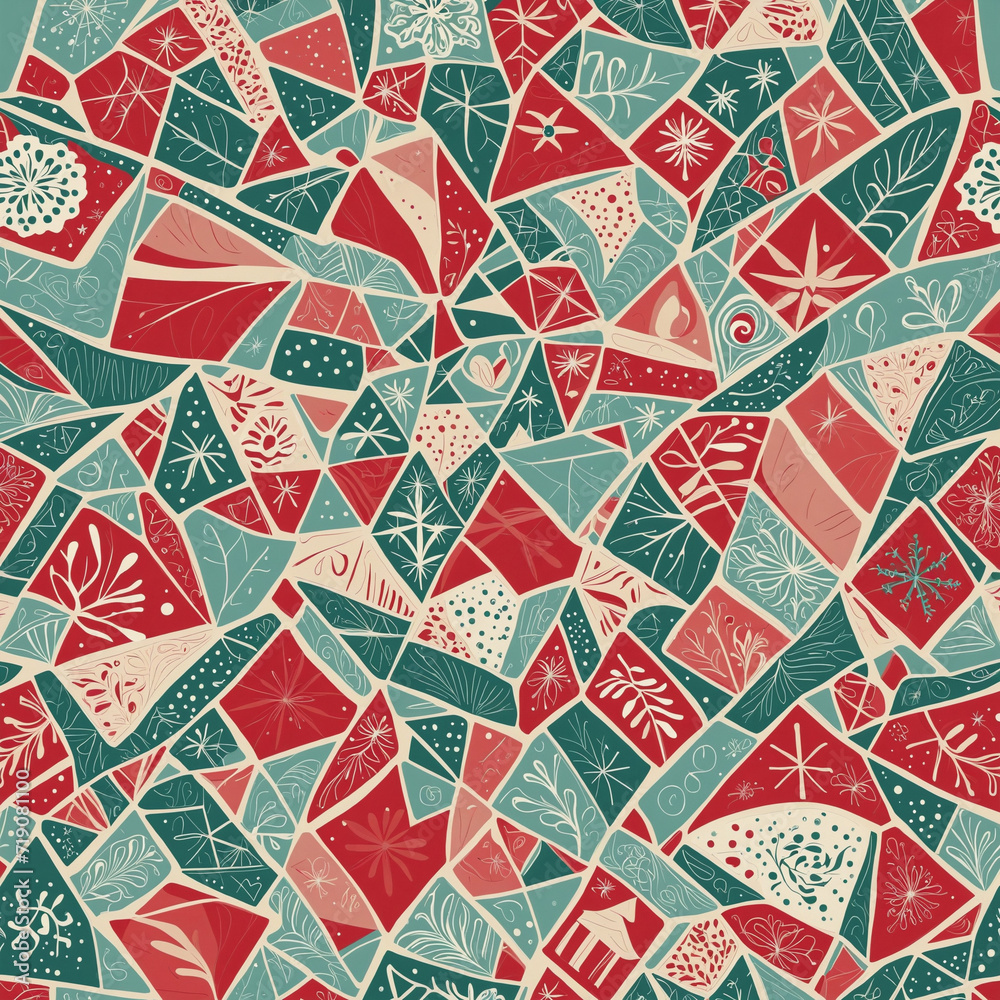 Abstract Geometric Christmas Mosaic Seamless Pattern Abstract Geometric Christmas Mosaic Seamless Pattern