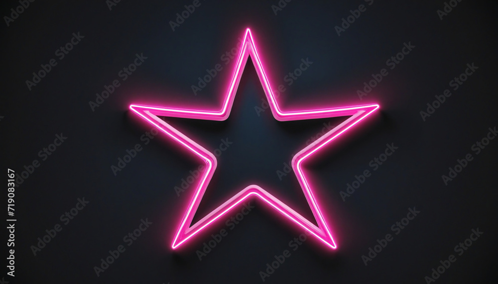 Neon star on abstract dark background. Minimalist geometric design for wallpaper. Neon star on abstract dark background. Minimalist geometric design for wallpaper.