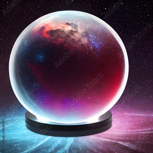 Fantasy generative AI Glassformism. Space  nebula  earth are contained within a glass sphere.