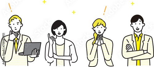 ビジネスパーソンの男女アイコンー上半身ー男女アイコンーシンプルベクターイラスト素材
