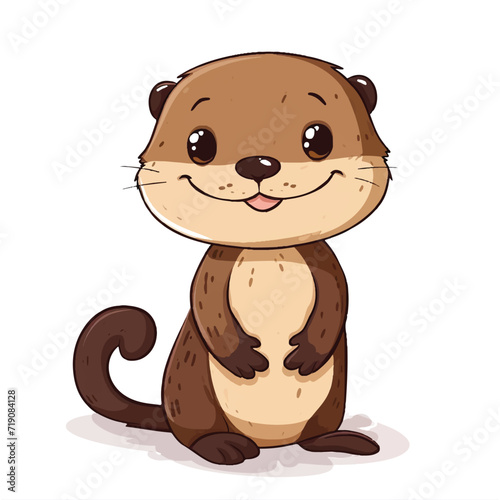 Cute Otter Cartoon On White