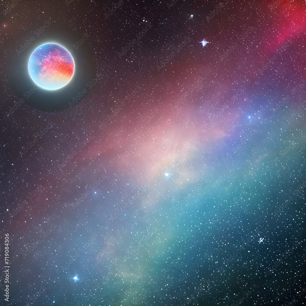 Naklejka premium Fantasy generative AI Glassformism. Space, nebula, earth are contained within a glass sphere.
