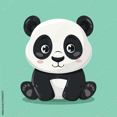 Fototapeta Naklejka Na Ścianę i Meble -  Cute Panda Shy Cartoon