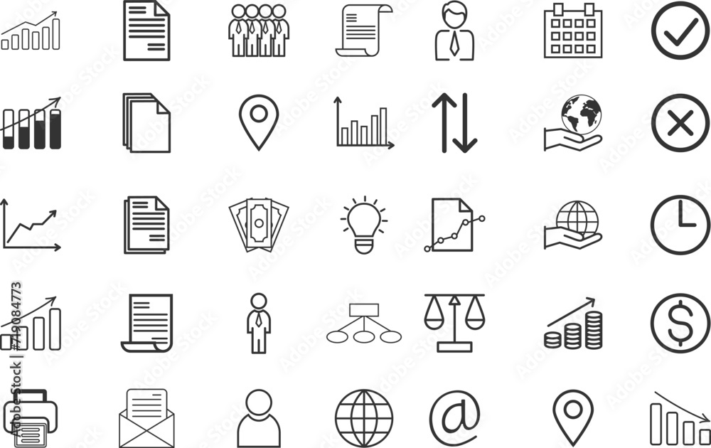 Finance Business icon Pack, Icon set For Business Documentations and Presentations work