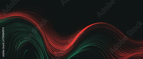 Red green black grainy gradient background glowing color wave on dark backdrop, noise texture banner header design
