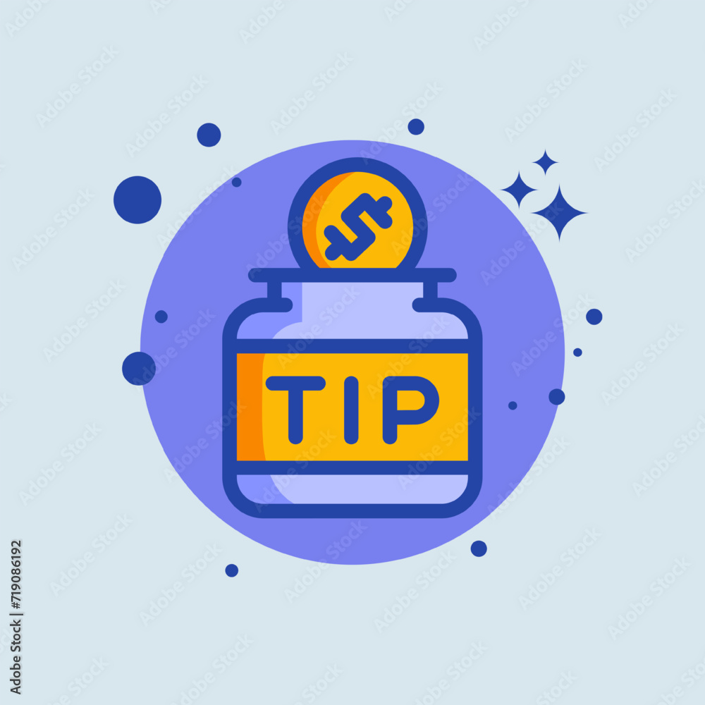 Fototapeta premium Tip jar flat illustration. Coin signs vector illustration.