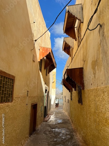 narrow street in the old city kasbah Bhalil Morocco 