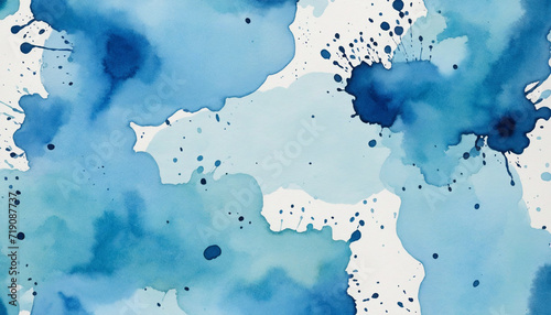 Blue Watercolor Texture on Transparent Background
