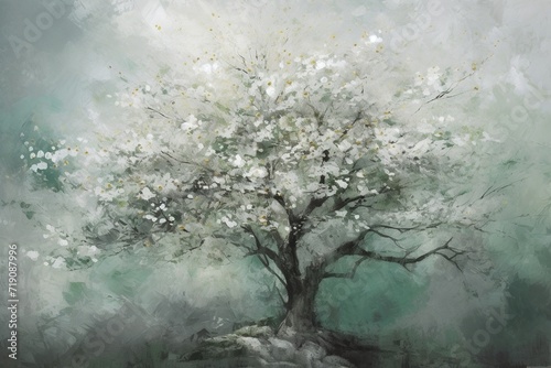 flowering tree, watercolor