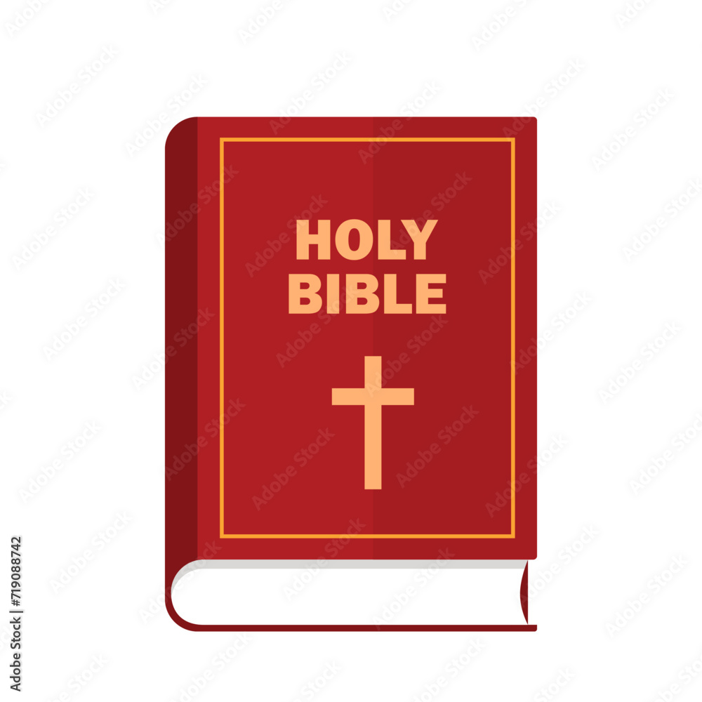 Obraz premium Bible. The holy book of Christians. Religion, attributes of Christianity. Holy Bible. Vector flat illustration.