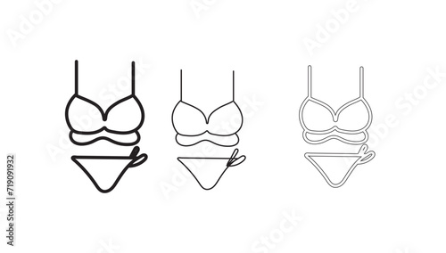 Bra vector icons set outline style photo