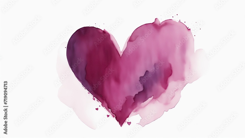 A Maroon Watercolor Heart Shape on a white background