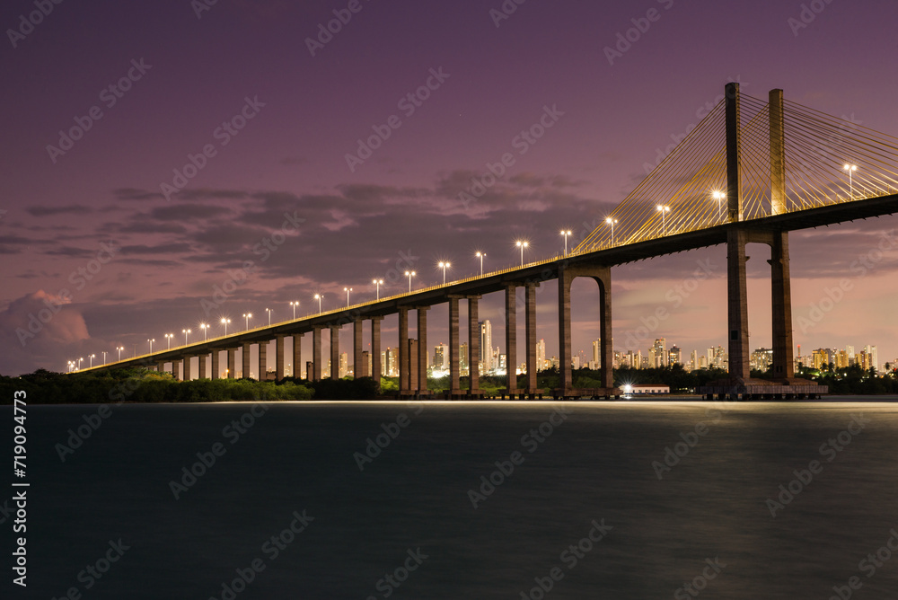 Fototapeta premium Newton Navarro Beach in Natal City at Night