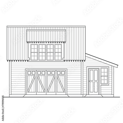 Old Building Facade Architecture, classic. house black and white. vector eps 10
