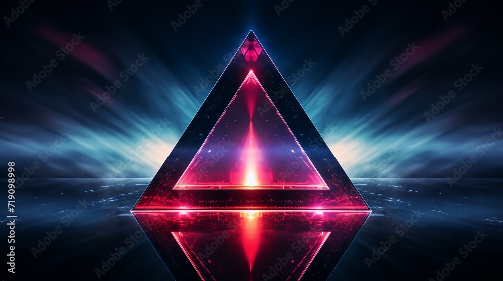 Fototapeta premium Neon Glowing Future Sci Fi Night Fashion Club Laser Beam Purple Blue Concrete Grunge Reflective Empty Hall Garage Underground Ship 3D Rendering