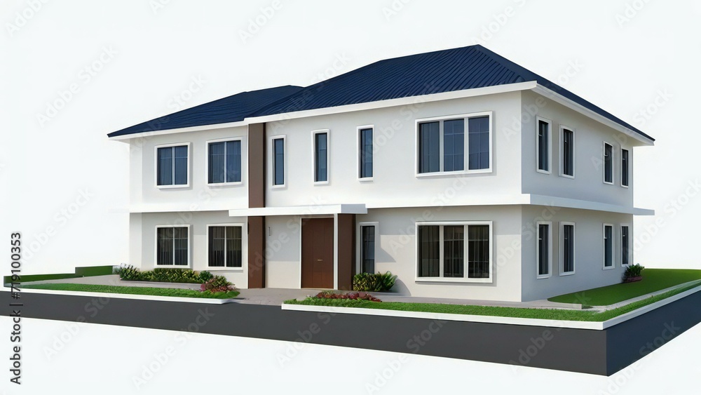 Architecture of 3d rendering modern house on white background. 3d illustration. concept for real estate or property Architecture of 3d rendering modern house on white background. 3d illustration. concept for real estate or property