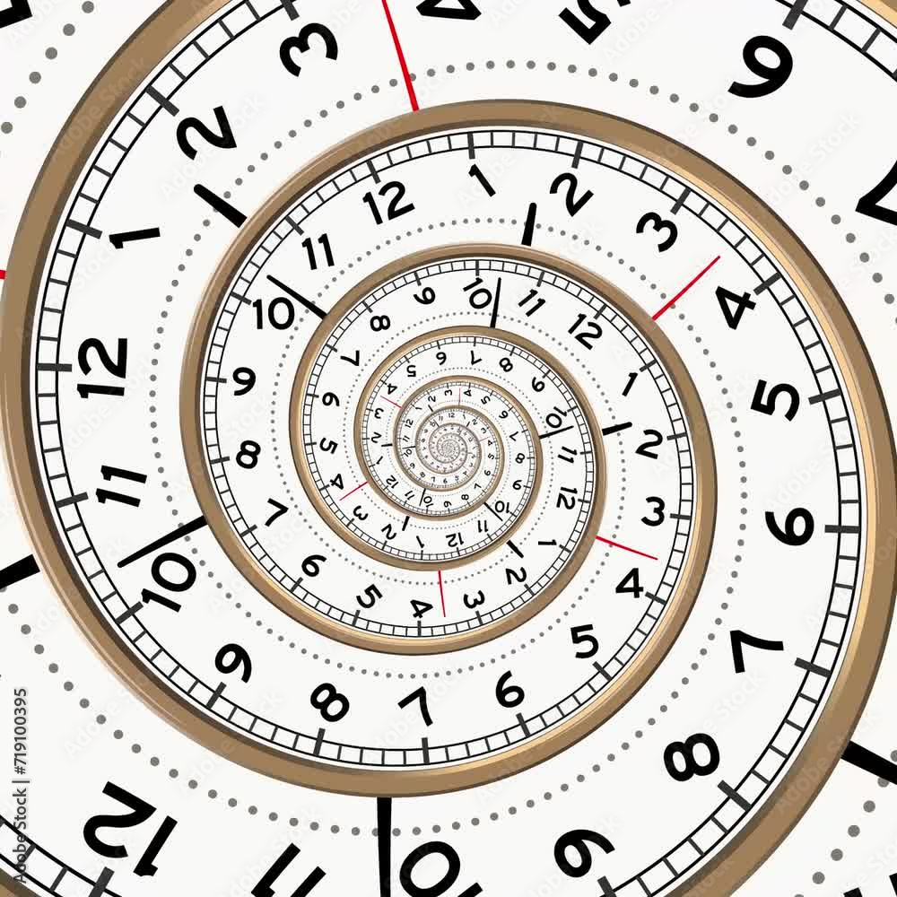 Spiral with clock watch dial. Metaphor of infinity of time. Transience of time. Limited life time. Conceptual video animation. High quality 4k footage Spiral with clock watch dial. Metaphor of infinity of time. Transience of time. Limited life time. Conceptual video animation. High quality 4k footage