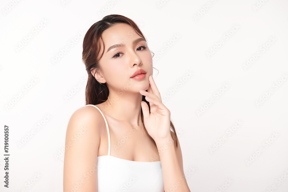 Beautiful young asian woman with clean fresh skin on white background, Face care, Facial treatment, Cosmetology, beauty and spa, Asian women portrait. Beautiful young asian woman with clean fresh skin on white background, Face care, Facial treatment, Cosmetology, beauty and spa, Asian women portrait.