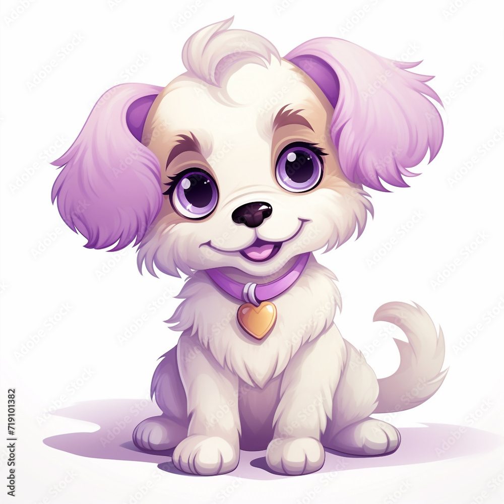 Obraz premium Cute puppy character for children, pastel colors, isolated illustration in cartoon style 