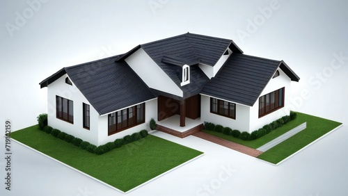 Architecture of 3d rendering modern house on white background. 3d illustration. concept for real estate or property © Samsul Alam