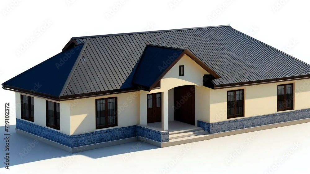 Architecture of 3d rendering modern house on white background. 3d illustration. concept for real estate or property Architecture of 3d rendering modern house on white background. 3d illustration. concept for real estate or property