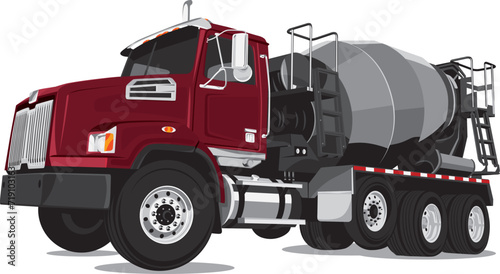 Truck with a concrete mixer on a white background. Vector illustration