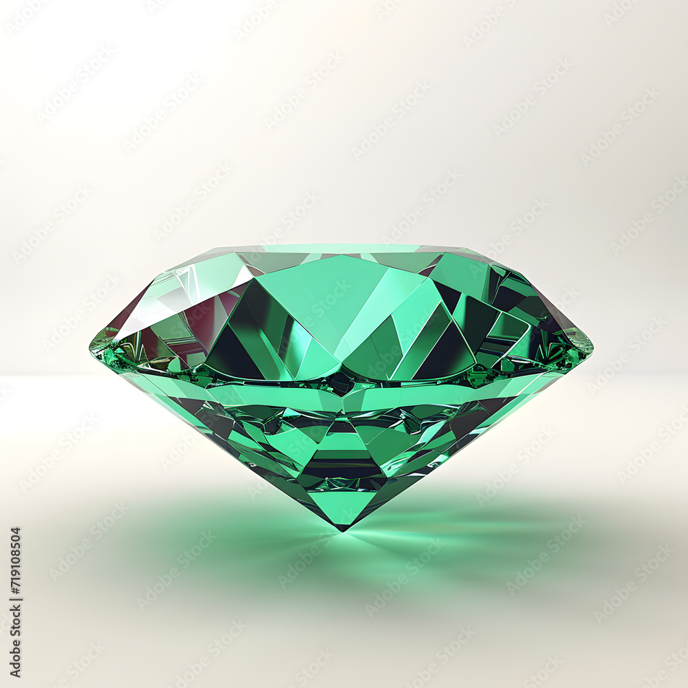 Green emerald diamond isolated on white background Green emerald diamond isolated on white background