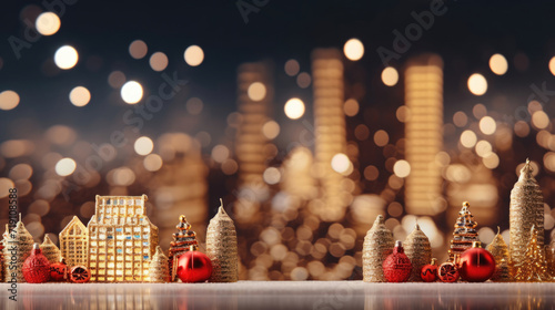 Cityscape with Chritsmas festive decorations