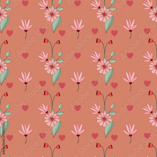 Free vector valentine flowers pattern design.