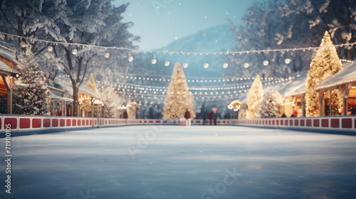 Outdoor ice skating rink in Chritsmas day