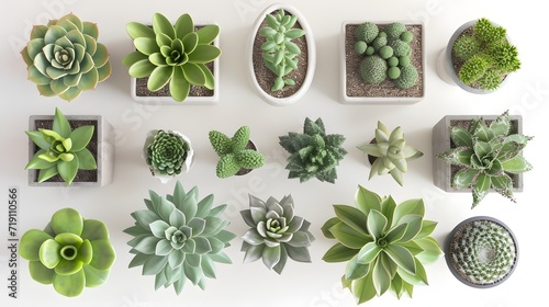 Minimalist Succulent Arrangement: Create a modern and minimalist ambiance with this image featuring an artistic arrangement of various succulent plants, their unique shapes and textures adding visual 