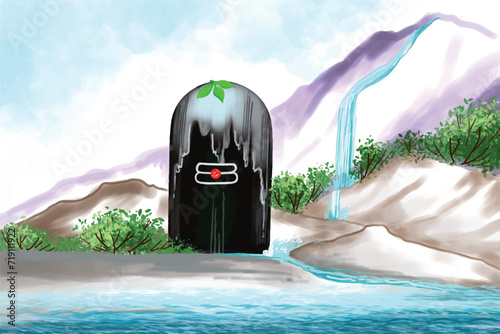 Maha shivratri celebration of lord shiva with shivling background