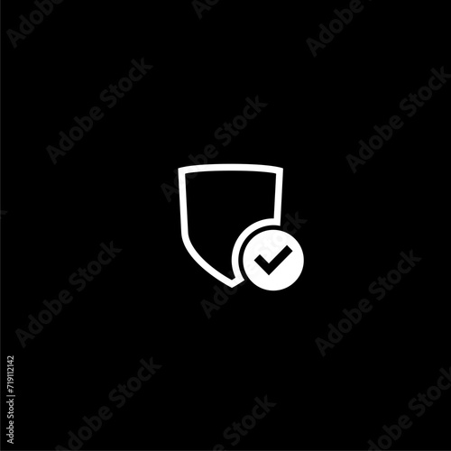 Protection symbol. Security check Icon isolated on black background 