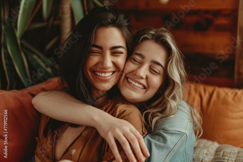 Two females hugging in a therapist office
