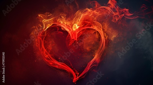 beautiful red heart made of fire