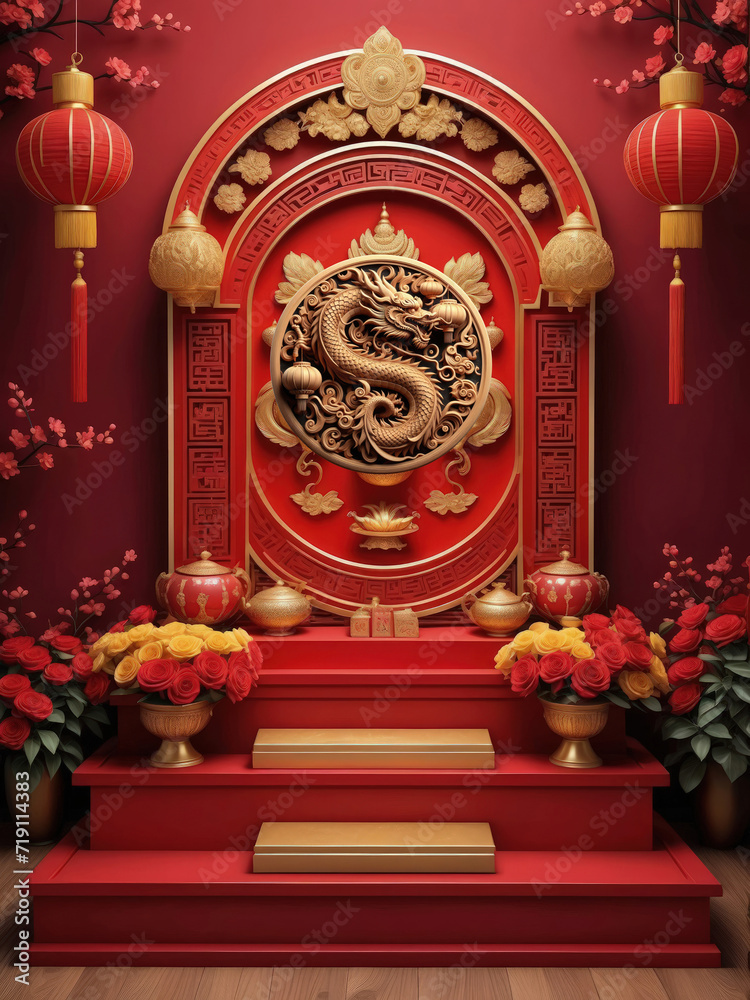 Podium display stage for happy Chinese new year