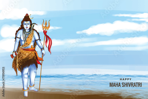 Lord shiva indian god of hindu for maha shivratri card background