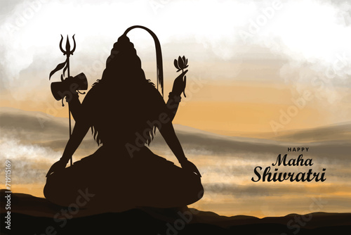 Lord shiva shankar mahadev for happy maha shivratri blessing card design