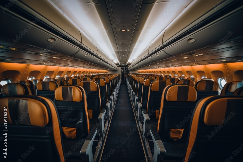 Interior of a empty commercial plane