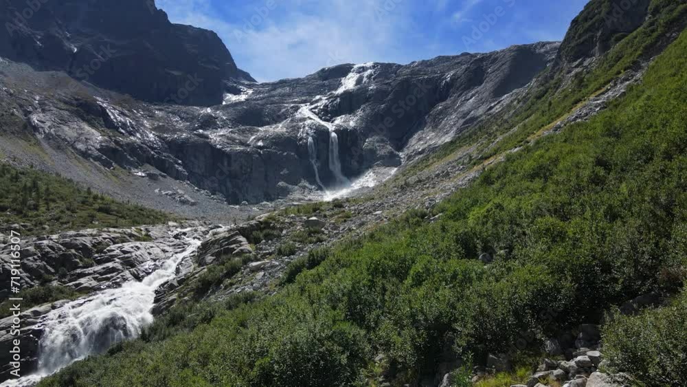 Alpine landscape on the Matarot glacial waterfalls. Alpine landscape on the Matarot glacial waterfalls.