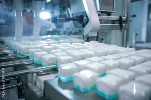 Close up of tablets in packing machine
