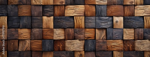 Beautiful Wooden blocks aligned together  abstract wall concept