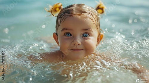 child in the pool swimming