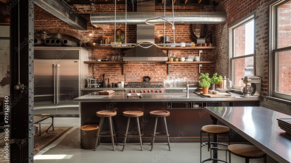  Urban Kitchen with Exposed Brick