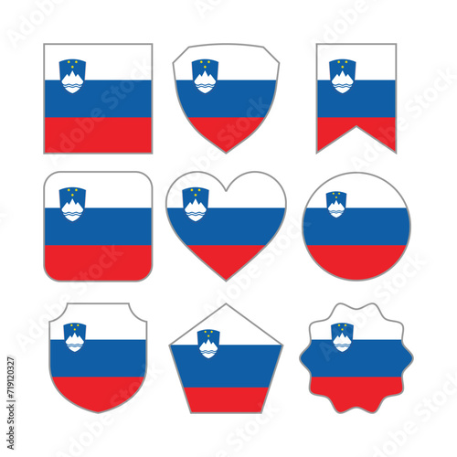 Modern Abstract Shapes of Slovenia Flag Vector Design Template