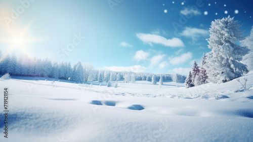 Glistening snow-covered landscapes in Chritsmas day