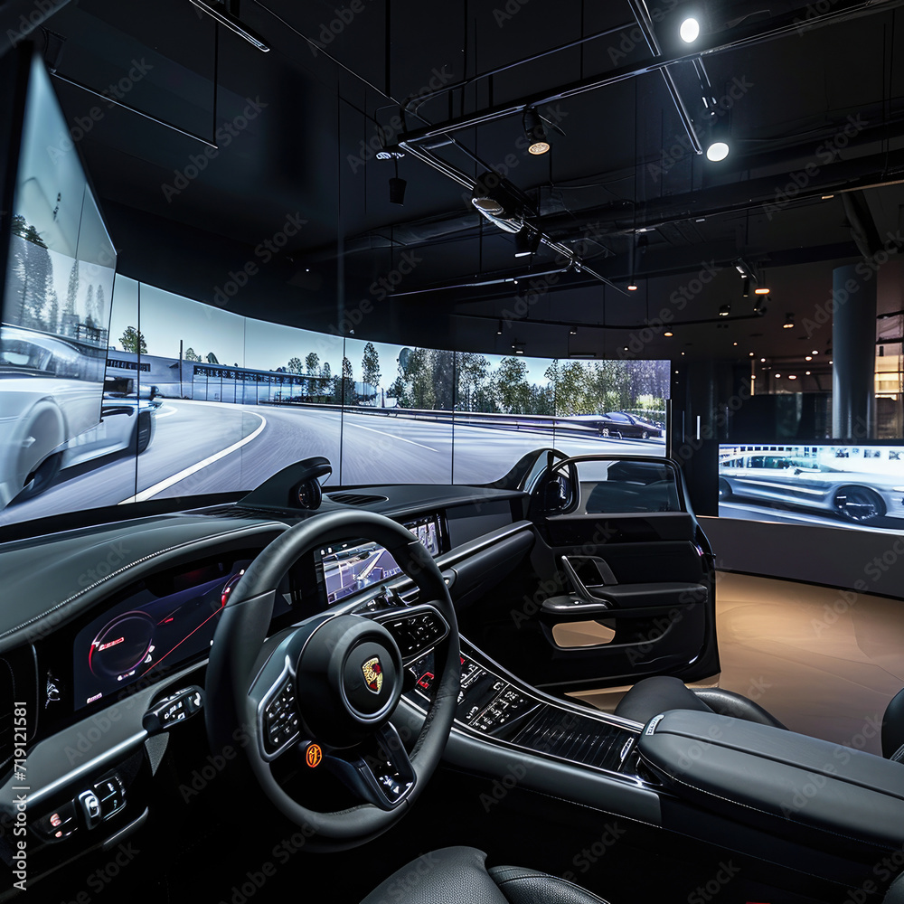 High-Tech Automotive Showroom with Virtual Test Drives