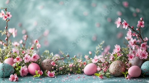 spring garden party easter background with copy space